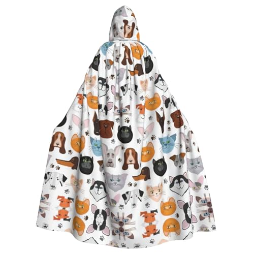 Cartoon-Katzen- und Hunde-Druck, Gothic-Karnevals-Umhang, dunkler Fantasieumhang für Maskerade und Cosplay-Events Cartoon-Katzen- und Hunde-Druck, Gothic-Karnevals-Umhang, dunkler Fantasieumhang für Maskerade und Cosplay-Events von rannsut