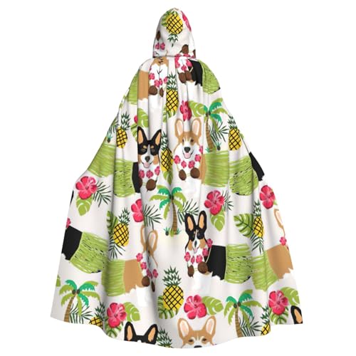 Corgi Hawaiianischer tropischer Sommer-Ananas-Druck, Gothic-Karneval-Umhang, dunkler Fantasieumhang für Maskerade und Cosplay-Events Corgi Hawaiianischer tropischer Sommer-Ananas-Druck, Gothic-Karneval-Umhang, dunkler Fantasieumhang für Maskerade und Cosplay-Events von rannsut