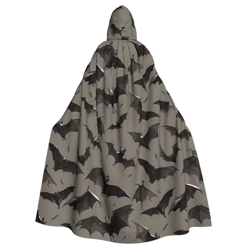 Halloween-Umhang mit Fledermäusen, grauer Druck, Gothic-Karneval, dunkler Fantasieumhang für Maskerade und Cosplay-Events von rannsut
