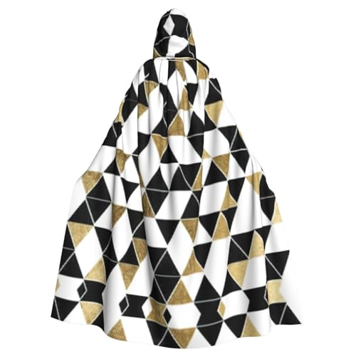 Modischer, moderner schwarz-weiß-goldener Dreiecks-Druck, Gothic-Karneval-Umhang, dunkler Fantasy-Umhang für Maskerade und Cosplay-Events Modischer, moderner schwarz-weiß-goldener Dreiecks-Druck, Gothic-Karneval-Umhang, dunkler Fantasy-Umhang für Maskerade und Cosplay-Events von rannsut