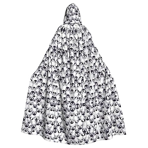 Niedlicher Pinguin-Skizzen-Druck, Gothic-Karneval-Umhang, dunkler Fantasy-Umhang für Maskerade und Cosplay-Events von rannsut