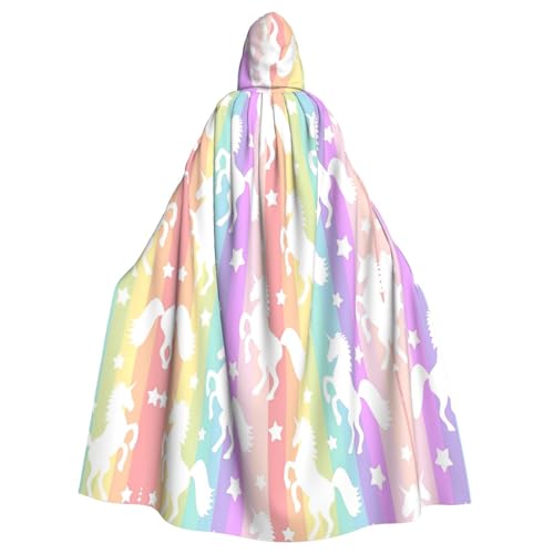 Umhang mit Einhörnern auf bunten Streifen, Gothic, Karneval, dunkler Fantasieumhang für Maskerade und Cosplay-Veranstaltungen Umhang mit Einhörnern auf bunten Streifen, Gothic, Karneval, dunkler Fantasieumhang für Maskerade und Cosplay-Veranstaltungen von rannsut