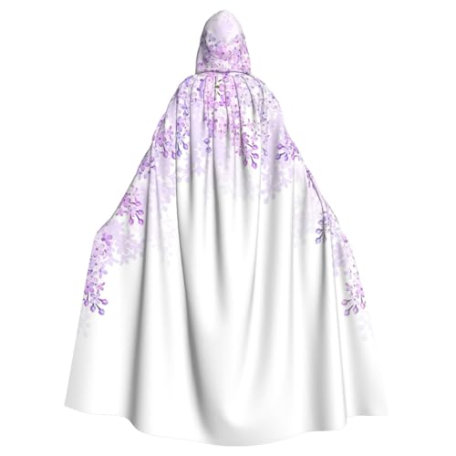 Umhang mit lila Blumen in Blüte, Gothic-Stil, Karneval, dunkler Fantasieumhang für Maskerade und Cosplay-Events von rannsut