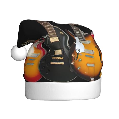 Weihnachtsmütze mit E-Gitarren-Druck, für Erwachsene, Damen, Herren, Weihnachtsmütze für Neujahr, festliche Party Weihnachtsmütze mit E-Gitarren-Druck, für Erwachsene, Damen, Herren, Weihnachtsmütze für Neujahr, festliche Party von rannsut