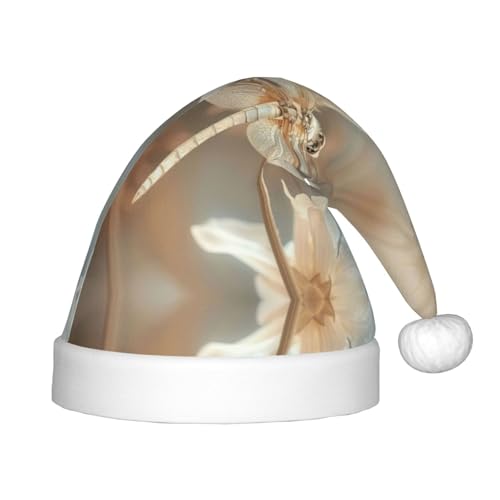 Weihnachtsmütze mit Libellen- und Blumendruck, bequeme Weihnachtsmütze für Weihnachten, Kostümparty und Feiertagsveranstaltung von rannsut