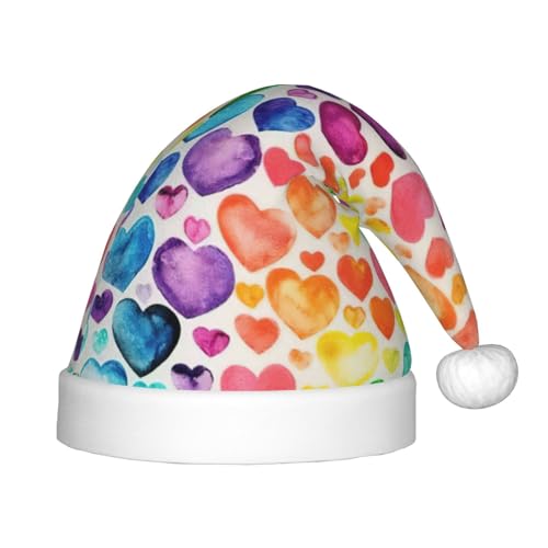 Weihnachtsmütze mit Regenbogen-Herz-Aufdruck, bequeme Weihnachtsmütze für Weihnachten, Kostümparty und Feiertagsveranstaltungen Weihnachtsmütze mit Regenbogen-Herz-Aufdruck, bequeme Weihnachtsmütze für Weihnachten, Kostümparty und Feiertagsveranstaltungen von rannsut