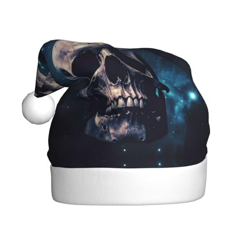 Weihnachtsmütze mit Totenkopf- und Sternen-Aufdruck, für Erwachsene, Damen, Herren, Weihnachtsmütze für Neujahr, festliche Party Weihnachtsmütze mit Totenkopf- und Sternen-Aufdruck, für Erwachsene, Damen, Herren, Weihnachtsmütze für Neujahr, festliche Party von rannsut