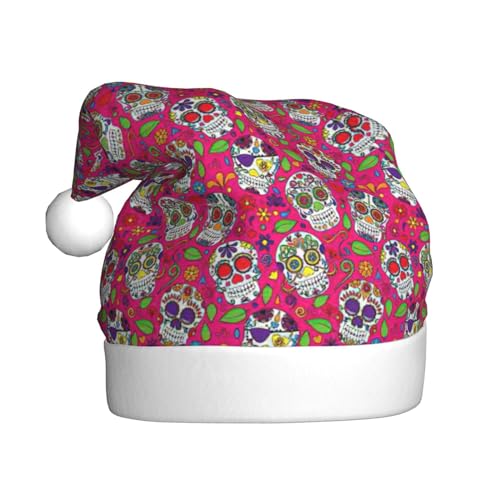 Weihnachtsmütze mit Totenkopf und grünen Blättern, für Erwachsene, Damen, Herren, Weihnachtsmütze für Neujahr, festliche Party Weihnachtsmütze mit Totenkopf und grünen Blättern, für Erwachsene, Damen, Herren, Weihnachtsmütze für Neujahr, festliche Party von rannsut
