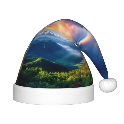 Weihnachtsmütze mit kleinem Regenbogen-Druck, bequeme Weihnachtsmannmützen für Weihnachten, Kostümparty und Feiertagsveranstaltungen Weihnachtsmütze mit kleinem Regenbogen-Druck, bequeme Weihnachtsmannmützen für Weihnachten, Kostümparty und Feiertagsveranstaltungen von rannsut