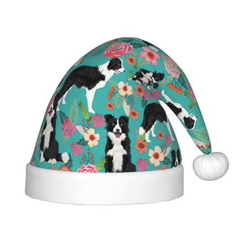 rannsut Border Collie Weihnachtsmütze mit Blumendruck, bequeme Weihnachtsmütze für Weihnachten, Kostümparty und Feiertagsveranstaltung rannsut Border Collie Weihnachtsmütze mit Blumendruck, bequeme Weihnachtsmütze für Weihnachten, Kostümparty und Feiertagsveranstaltung von rannsut