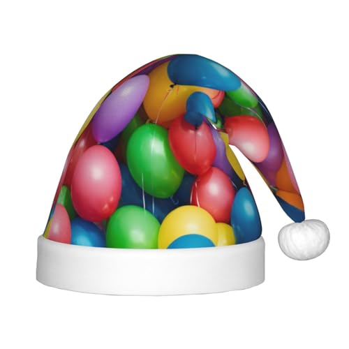 rannsut Bunte Luftballons, blauer Himmel, Weihnachtsmütze, bequeme Weihnachtsmütze für Weihnachten, Kostümparty und Feiertagsveranstaltungen von rannsut