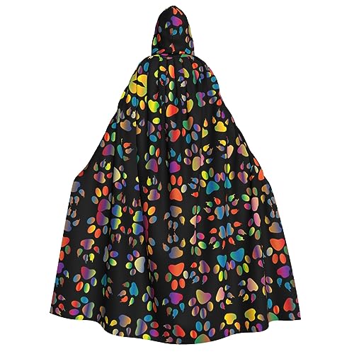 rannsut Bunter Unisex-Umhang mit Hundepfotenabdruck, Gothic-Stil, Karneval, mystischer Umhang für Maskeraden und Themenveranstaltungen von rannsut