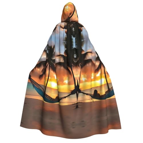rannsut Coconut Beach Sonnenuntergang Hängematte Druck Unisex Umhang Gothic Karneval Umhang Mystischer Umhang für Maskeraden und Themenveranstaltungen rannsut Coconut Beach Sonnenuntergang Hängematte Druck Unisex Umhang Gothic Karneval Umhang Mystischer Umhang für Maskeraden und Themenveranstaltungen von rannsut