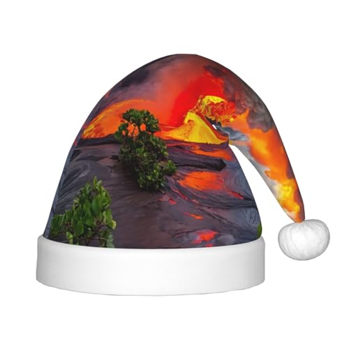rannsut Kilauea Weihnachtsmütze mit Vulkanaufdruck, bequeme Weihnachtsmütze für Weihnachten, Kostümparty und Feiertagsveranstaltung von rannsut