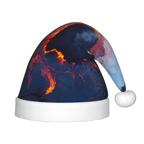 rannsut Kilauea Weihnachtsmütze mit Vulkanaufdruck, bequeme Weihnachtsmütze für Weihnachten, Kostümparty und Feiertagsveranstaltung von rannsut