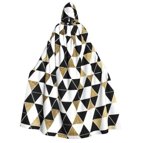rannsut Modischer, moderner schwarz-weiß-goldener Dreiecks-Druck, Unisex, Gothic-Stil, Karneval, Umhang für Maskeraden rannsut Modischer, moderner schwarz-weiß-goldener Dreiecks-Druck, Unisex, Gothic-Stil, Karneval, Umhang für Maskeraden von rannsut