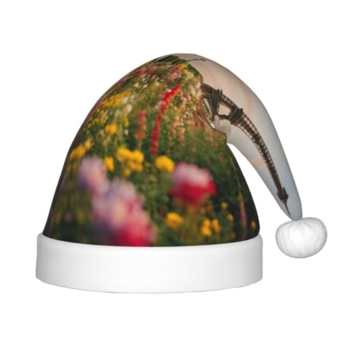 rannsut Schöne Weihnachtsmütze mit Eiffelturm-Motiv, mit Paris-Druck, bequeme Weihnachtsmütze für Weihnachten, Kostümparty und Feiertags-Event von rannsut