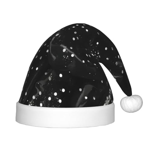 rannsut Schwarz-weiße Weihnachtsmütze mit Glitzer-Druck, bequeme Weihnachtsmütze für Weihnachten, Kostümparty und Feiertagsveranstaltung von rannsut