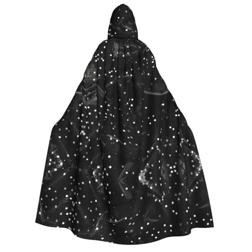 rannsut Schwarz-weißer Glitzer-Druck, Unisex, Umhang, Gothic, Karneval, Umhang, mystischer Umhang für Maskeraden und Themenveranstaltungen rannsut Schwarz-weißer Glitzer-Druck, Unisex, Umhang, Gothic, Karneval, Umhang, mystischer Umhang für Maskeraden und Themenveranstaltungen von rannsut