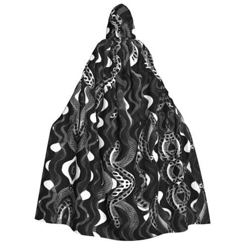 rannsut Schwarz-weißer Umhang mit Schlangenhautmuster, Unisex, Gothic-Stil, Karneval, Umhang für Maskeraden rannsut Schwarz-weißer Umhang mit Schlangenhautmuster, Unisex, Gothic-Stil, Karneval, Umhang für Maskeraden von rannsut