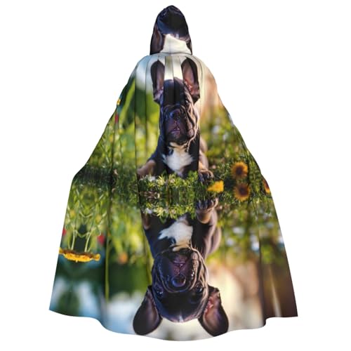 rannsut Süßer schwarzer Mops-Aufdruck, Unisex, Umhang für Gothic-Karneval, mystischer Umhang für Maskeraden und Themenveranstaltungen rannsut Süßer schwarzer Mops-Aufdruck, Unisex, Umhang für Gothic-Karneval, mystischer Umhang für Maskeraden und Themenveranstaltungen von rannsut