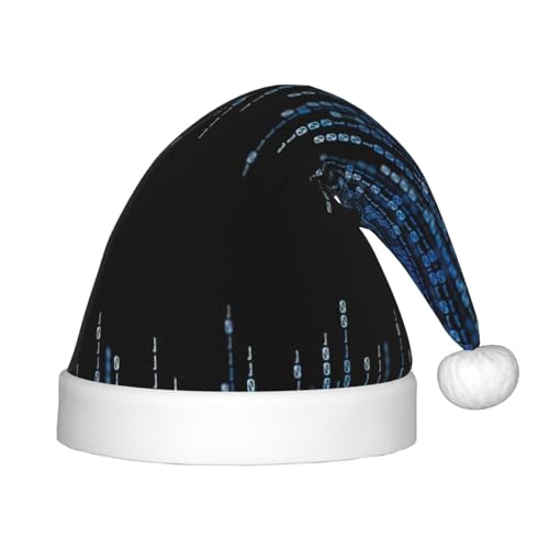 rannsut The Blue Binary Print Weihnachtsmütze Komfort Weihnachtsmannmützen für Weihnachten, Kostümparty und Feiertagsveranstaltung von rannsut