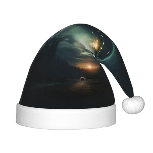 rannsut Ufo At Night Print Weihnachtsmütze Komfort Weihnachtsmannmützen für Weihnachten, Kostümparty und Feiertagsveranstaltung von rannsut