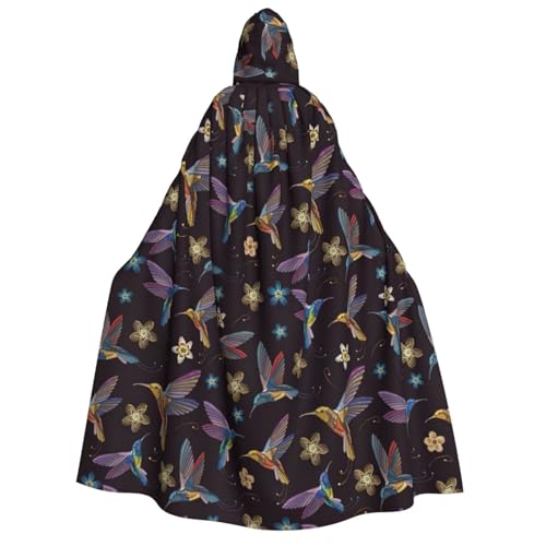 rannsut Umhang mit Blumen-Kolibri-Stickerei, Unisex, Gothic, Karneval, Umhang, mystischer Umhang für Maskeraden rannsut Umhang mit Blumen-Kolibri-Stickerei, Unisex, Gothic, Karneval, Umhang, mystischer Umhang für Maskeraden von rannsut