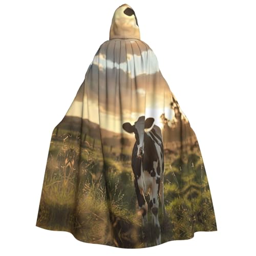 rannsut Umhang mit Milchkuh-Druck, Unisex, Gothic-Stil, Karneval, mystischer Umhang für Maskeraden und Themenveranstaltungen von rannsut