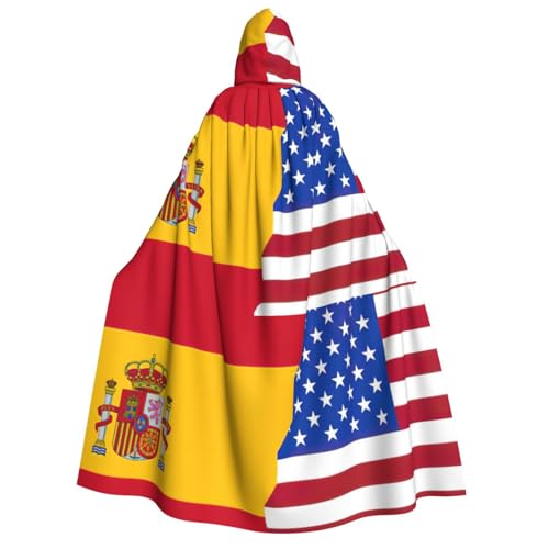 rannsut Umhang mit amerikanischer Spanien-Flagge, Unisex, Gothic-Stil, Karneval, Umhang, mystischer Umhang für Maskeraden und Themenveranstaltungen rannsut Umhang mit amerikanischer Spanien-Flagge, Unisex, Gothic-Stil, Karneval, Umhang, mystischer Umhang für Maskeraden und Themenveranstaltungen von rannsut
