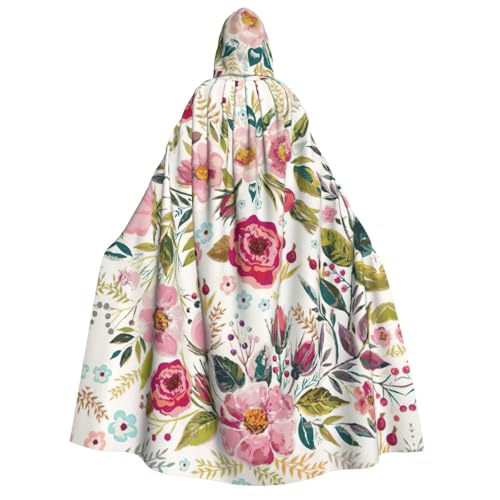 rannsut Unisex-Umhang mit Blumenblatt-Druck, Gothic-Stil, Karnevals-Umhang, mystischer Umhang für Maskeraden und Themenveranstaltungen von rannsut