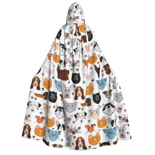 rannsut Unisex Umhang mit Cartoon-Katzen- und Hunde-Druck, Gothic-Karnevals-Umhang, mystischer Umhang für Maskeraden und Themenveranstaltungen rannsut Unisex Umhang mit Cartoon-Katzen- und Hunde-Druck, Gothic-Karnevals-Umhang, mystischer Umhang für Maskeraden und Themenveranstaltungen von rannsut