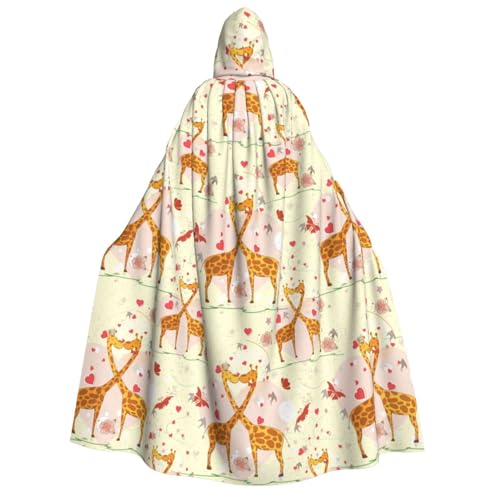 rannsut Unisex-Umhang mit Giraffen-Herz, Blume, Schmetterling, Gothic, Karneval, Umhang, mystischer Umhang für Maskeraden von rannsut