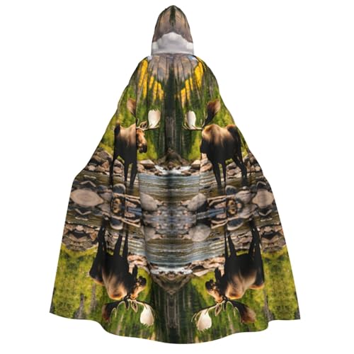 rannsut Unisex Umhang mit Hirsch-Bär-Elch-Druck, Gothic-Karneval, mystischer Umhang für Maskeraden und Themenveranstaltungen von rannsut