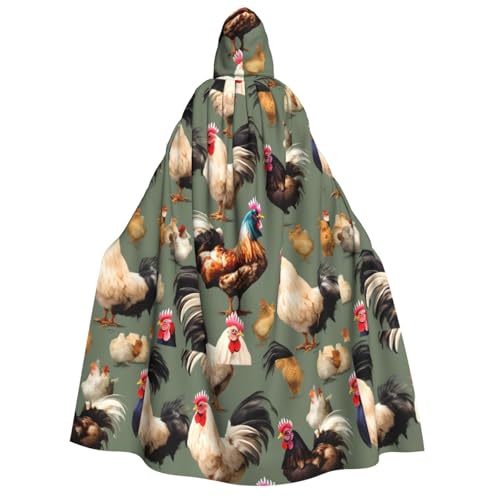 rannsut Unisex-Umhang mit Huhn und Hahn-Druck, Gothic, Karneval, Umhang, mystischer Umhang für Maskeraden und Themenveranstaltungen von rannsut