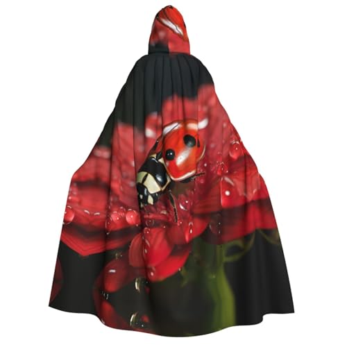 rannsut Unisex Umhang mit Marienkäfer-Blumendruck, Gothic, Karneval, mystischer Umhang für Maskeraden und Themenveranstaltungen von rannsut