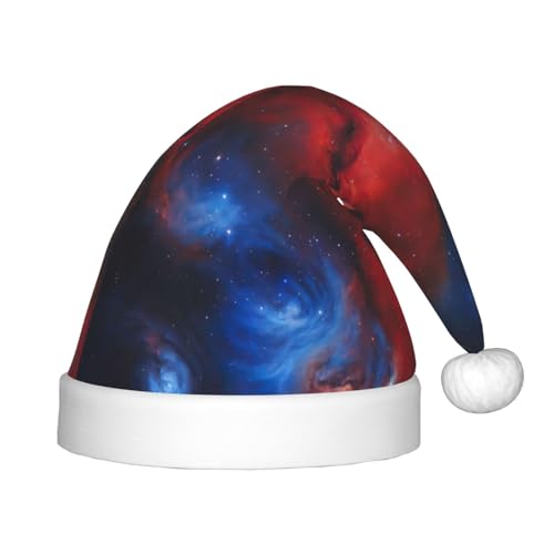 rannsut Weihnachtsmütze, Weihnachtsmannmütze, Weihnachtsmannmütze, Rot und Blau, Galaxie-Druck, für Weihnachten, Kostümpartys und Feiertagsveranstaltungen von rannsut