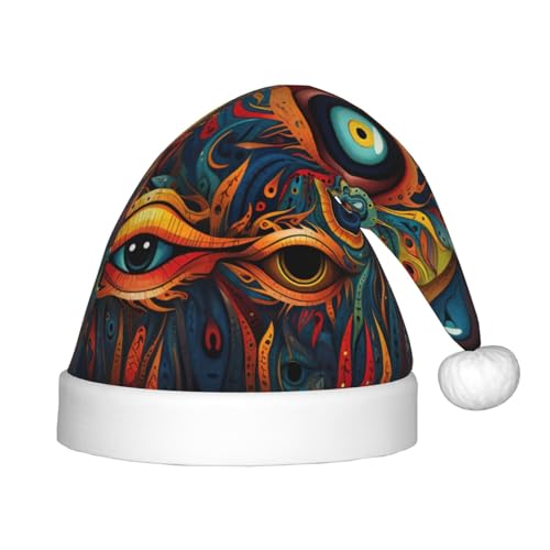 rannsut Weihnachtsmütze mit 2 Augen und 2 Aufdruck, bequeme Weihnachtsmannmützen für Weihnachten, Kostümparty und Feiertagsveranstaltungen von rannsut