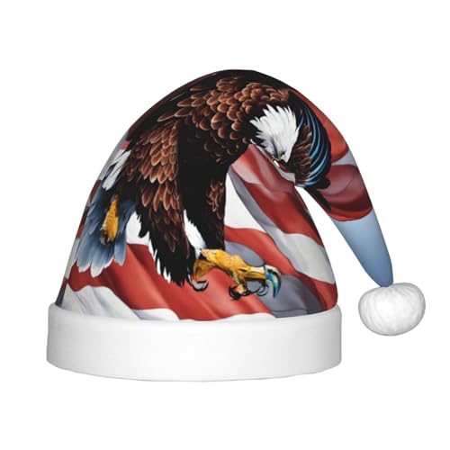 rannsut Weihnachtsmütze mit Adler mit USA-Flagge, bequeme Weihnachtsmütze für Weihnachten, Kostümparty und Feiertagsveranstaltung von rannsut