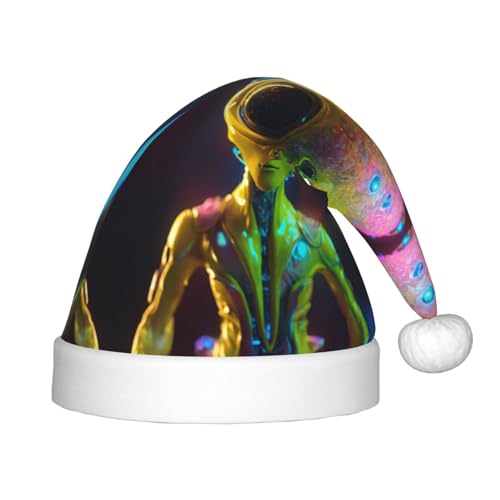rannsut Weihnachtsmütze mit Alien-Planeten-Druck, bequeme Weihnachtsmütze für Weihnachten, Kostümparty und Feiertags-Event von rannsut