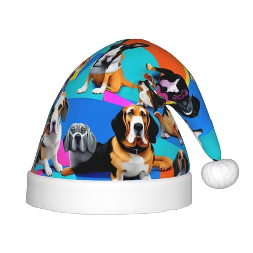 rannsut Weihnachtsmütze mit Beagle-Muster, bequeme Weihnachtsmützen für Weihnachten, Kostümparty und Feiertagsveranstaltung von rannsut