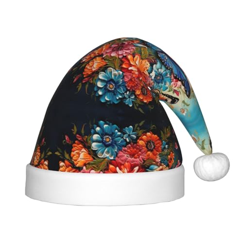 rannsut Weihnachtsmütze mit Blumen- und Schmetterlings-Aufdruck, bequeme Weihnachtsmütze für Weihnachten, Kostümparty und Feiertagsveranstaltungen rannsut Weihnachtsmütze mit Blumen- und Schmetterlings-Aufdruck, bequeme Weihnachtsmütze für Weihnachten, Kostümparty und Feiertagsveranstaltungen von rannsut