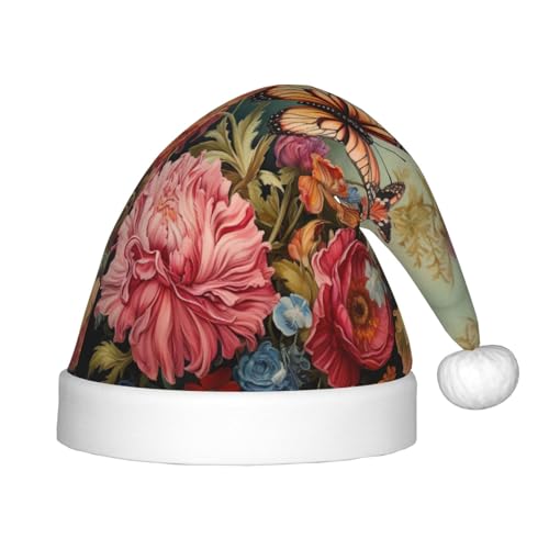 rannsut Weihnachtsmütze mit Blumen- und Schmetterlings-Aufdruck, bequeme Weihnachtsmütze für Weihnachten, Kostümparty und Feiertagsveranstaltungen rannsut Weihnachtsmütze mit Blumen- und Schmetterlings-Aufdruck, bequeme Weihnachtsmütze für Weihnachten, Kostümparty und Feiertagsveranstaltungen von rannsut