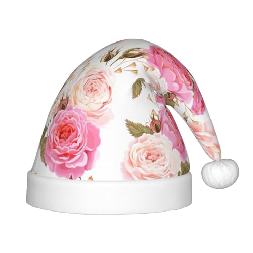 rannsut Weihnachtsmütze mit Blumenmuster, Rosenmuster, rosa Druck, bequeme Weihnachtsmütze für Weihnachten, Kostümparty und Feiertagsveranstaltungen rannsut Weihnachtsmütze mit Blumenmuster, Rosenmuster, rosa Druck, bequeme Weihnachtsmütze für Weihnachten, Kostümparty und Feiertagsveranstaltungen von rannsut