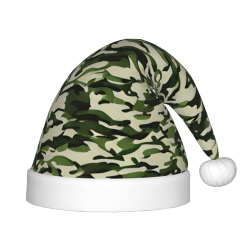 rannsut Weihnachtsmütze mit Camouflage-Muster und grünem Druck, bequeme Weihnachtsmannmützen für Weihnachten, Kostümpartys und Feiertagsveranstaltungen von rannsut