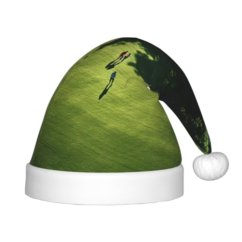rannsut Weihnachtsmütze mit Fußballnetzwerk-Druck, bequeme Weihnachtsmannmützen für Weihnachten, Kostümpartys und Feiertagsveranstaltungen von rannsut