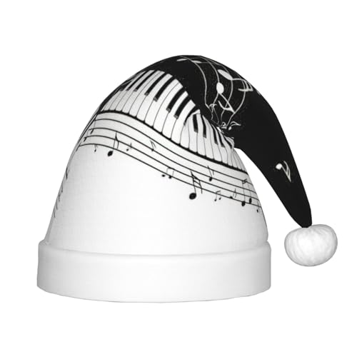 rannsut Weihnachtsmütze mit Klaviertasten mit Musiknoten-Druck, bequeme Weihnachtsmannmützen für Weihnachten, Kostümparty und Feiertagsveranstaltung rannsut Weihnachtsmütze mit Klaviertasten mit Musiknoten-Druck, bequeme Weihnachtsmannmützen für Weihnachten, Kostümparty und Feiertagsveranstaltung von rannsut