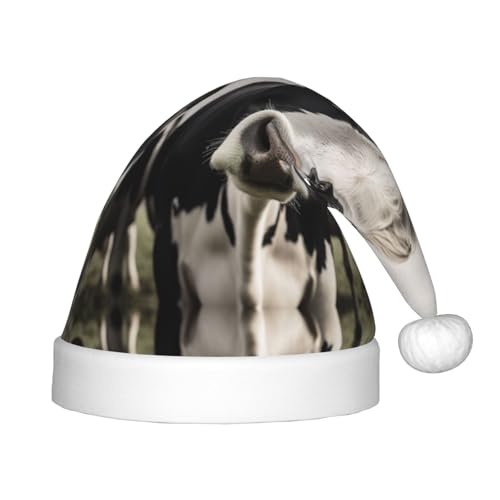 rannsut Weihnachtsmütze mit Kuh-Motiv, Schwarz und Weiß von rannsut