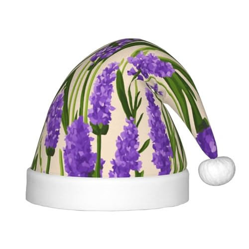 rannsut Weihnachtsmütze mit Lavendel-Stempeldruck, bequeme Weihnachtsmütze für Weihnachten, Kostümparty und Feiertagsveranstaltungen von rannsut