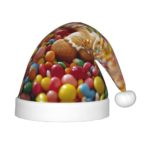 rannsut Weihnachtsmütze mit Lebkuchenmann, Süßigkeiten-Druck, bequeme Weihnachtsmannmütze, für Weihnachten, Kostümparty und Feiertagsveranstaltung rannsut Weihnachtsmütze mit Lebkuchenmann, Süßigkeiten-Druck, bequeme Weihnachtsmannmütze, für Weihnachten, Kostümparty und Feiertagsveranstaltung von rannsut